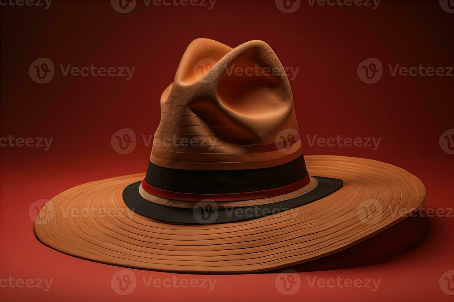 Fashionable hat on a solid color background. ai generative photo
