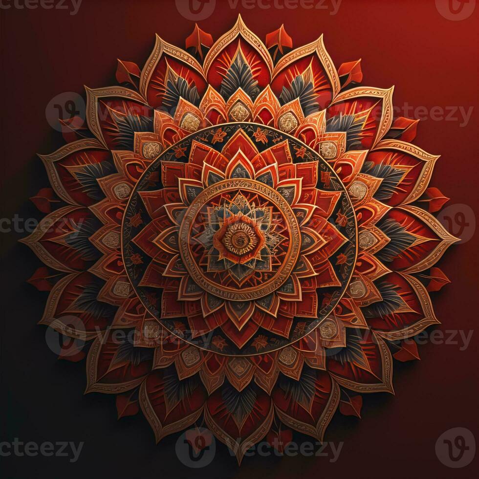 Mandala pattern. Vintage decorative elements. Hand drawn oriental background. ai generative photo