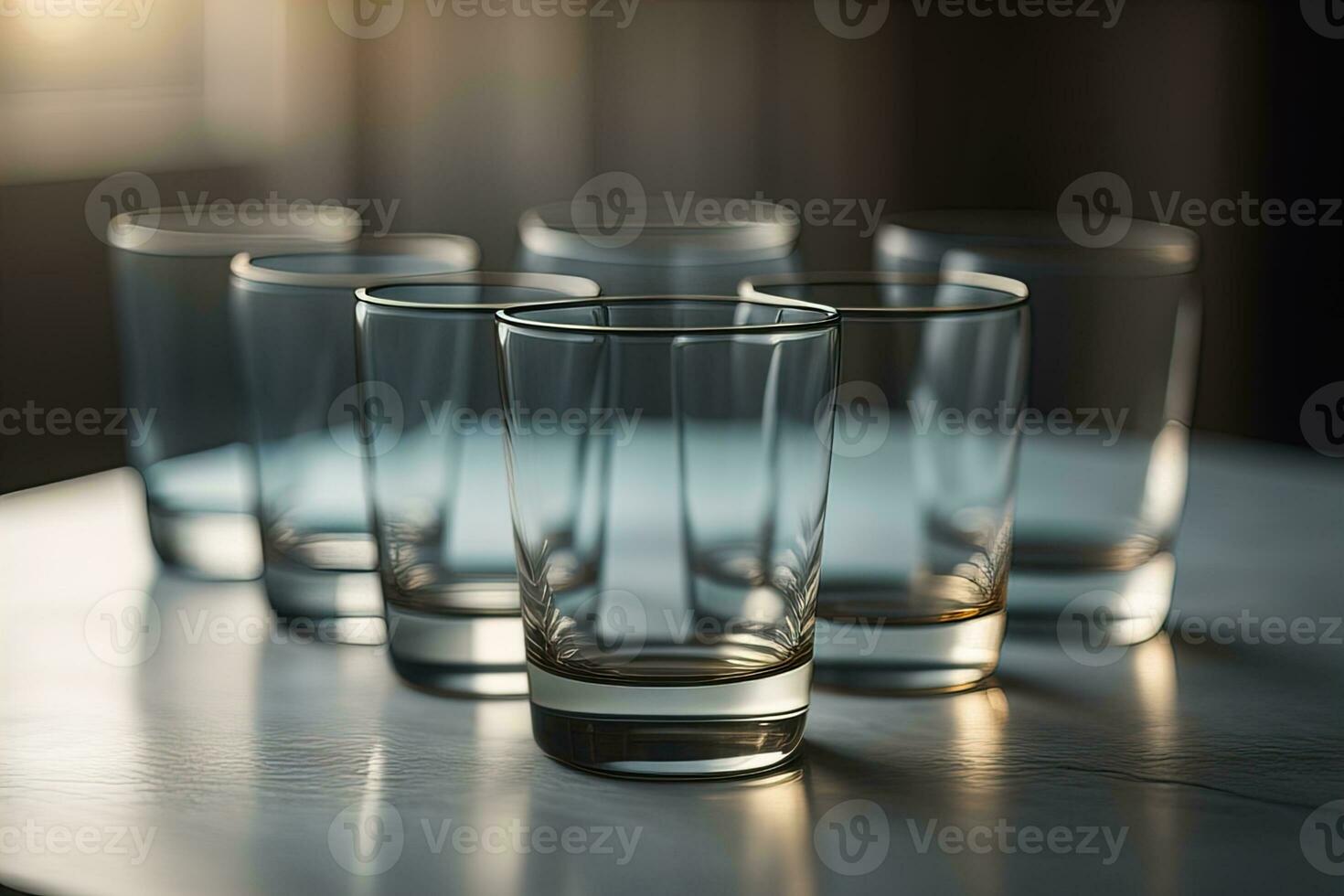 Glasses of whiskey on a wooden table in a pub or restaurant. ai generative photo