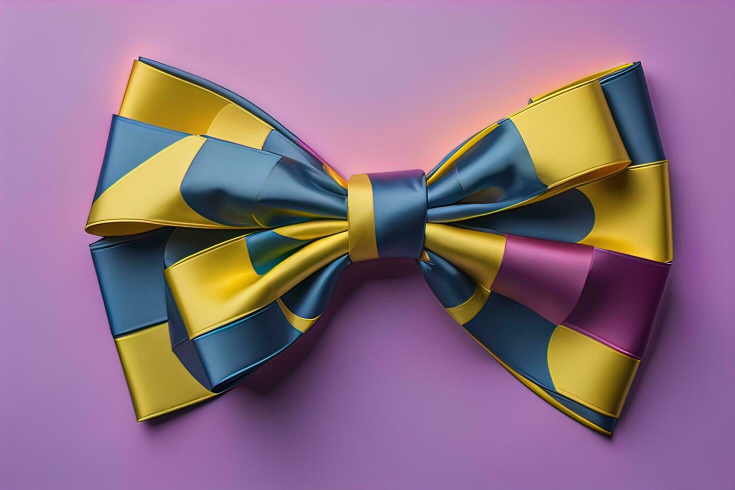 Beautiful and stylish bow tie on a solid colored background. ai generative photo