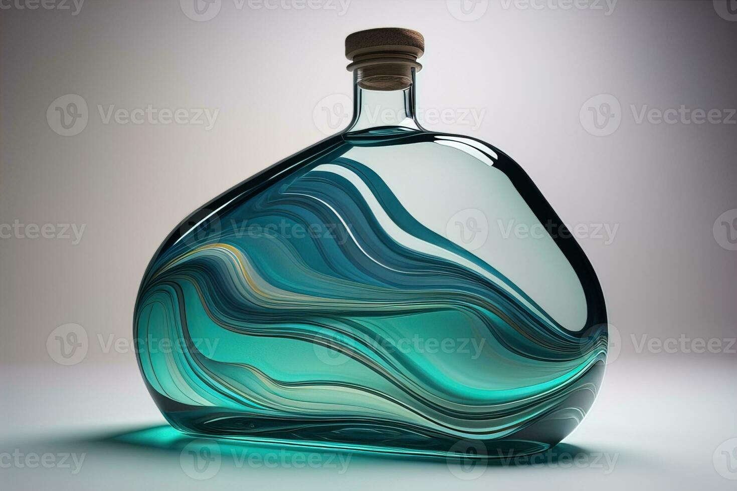Bottle with a liquid on a solid color background. ai generative photo