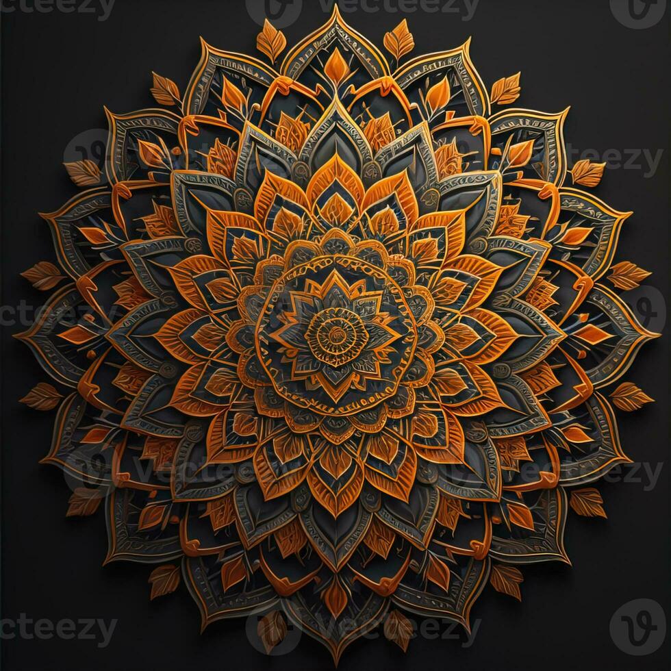 Mandala pattern. Vintage decorative elements. Hand drawn oriental background. ai generative photo
