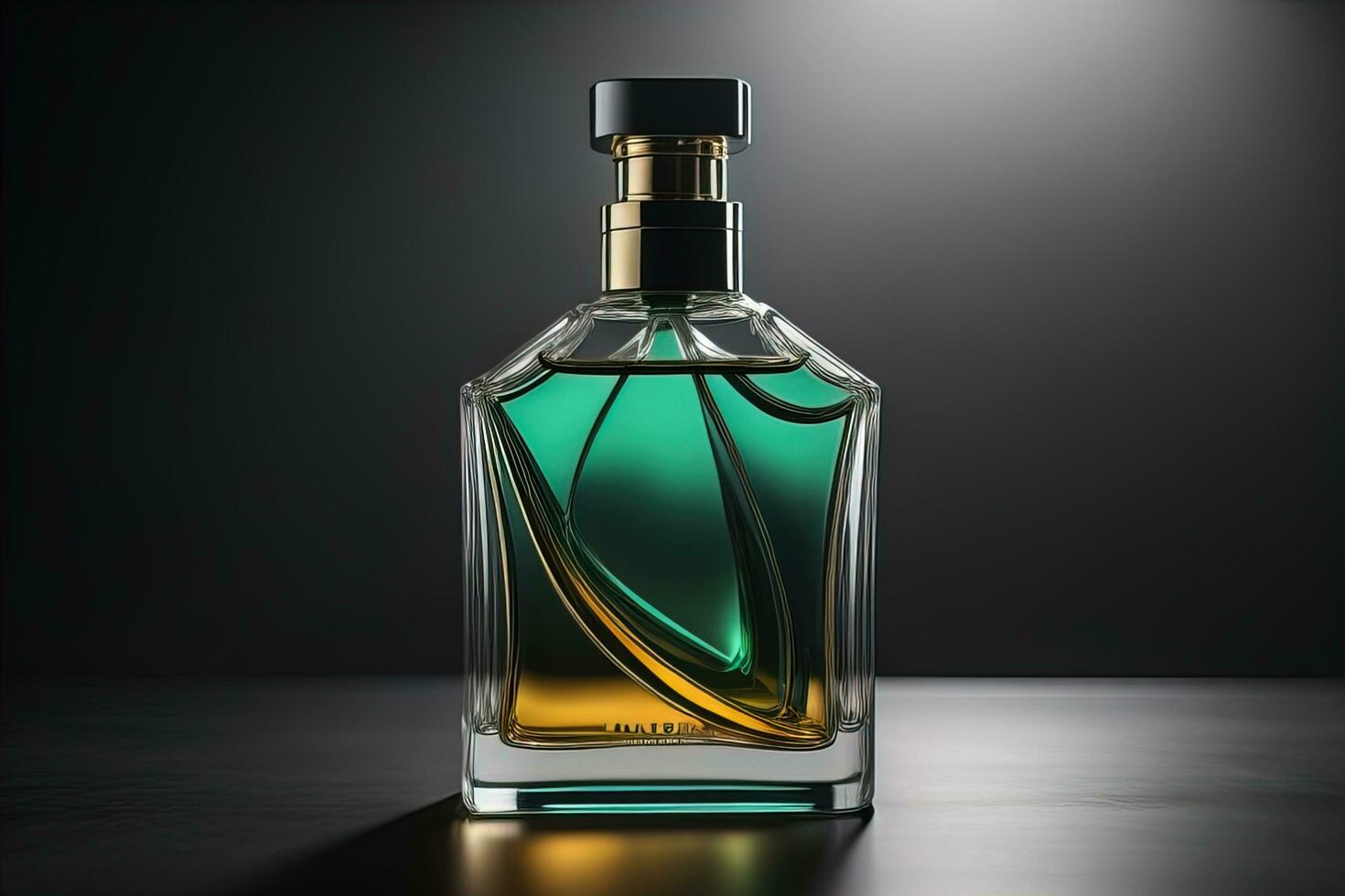 Creative and brandless Perfume bottle and flower on the wooden table, closeup. ai generative photo