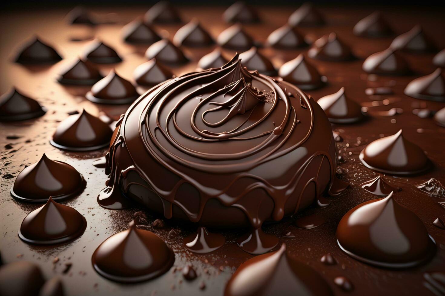 Chocolate truffles on a dark background. ai generative photo