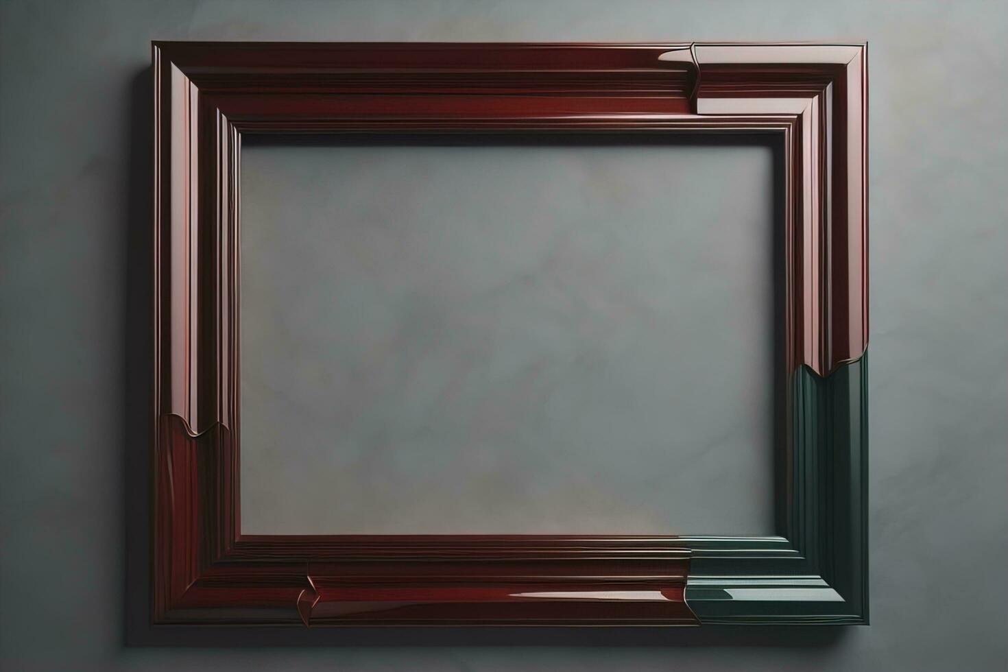 Glass picture frame on a solid color background. ai generative photo