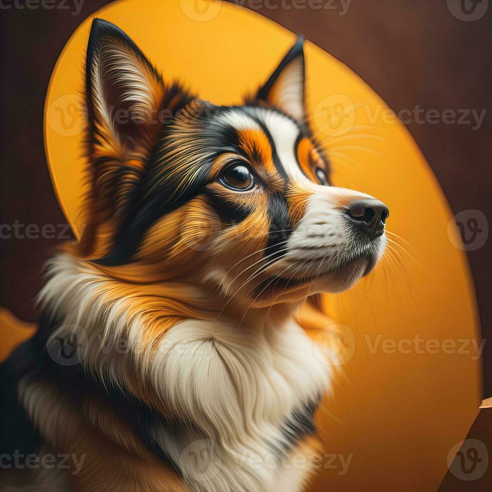 Portrait of a cute dog on a colorful background. Studio shot. ai generative photo