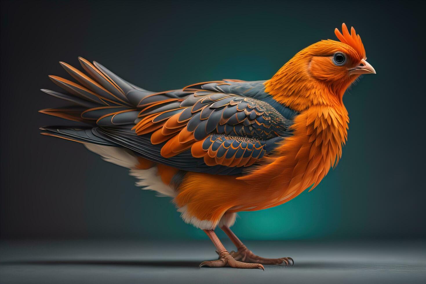 Colorful chicken on a solid color background, studio photo. ai generative photo