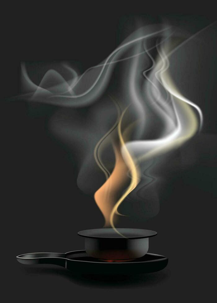 Smoke from a hot pan vector element illustration