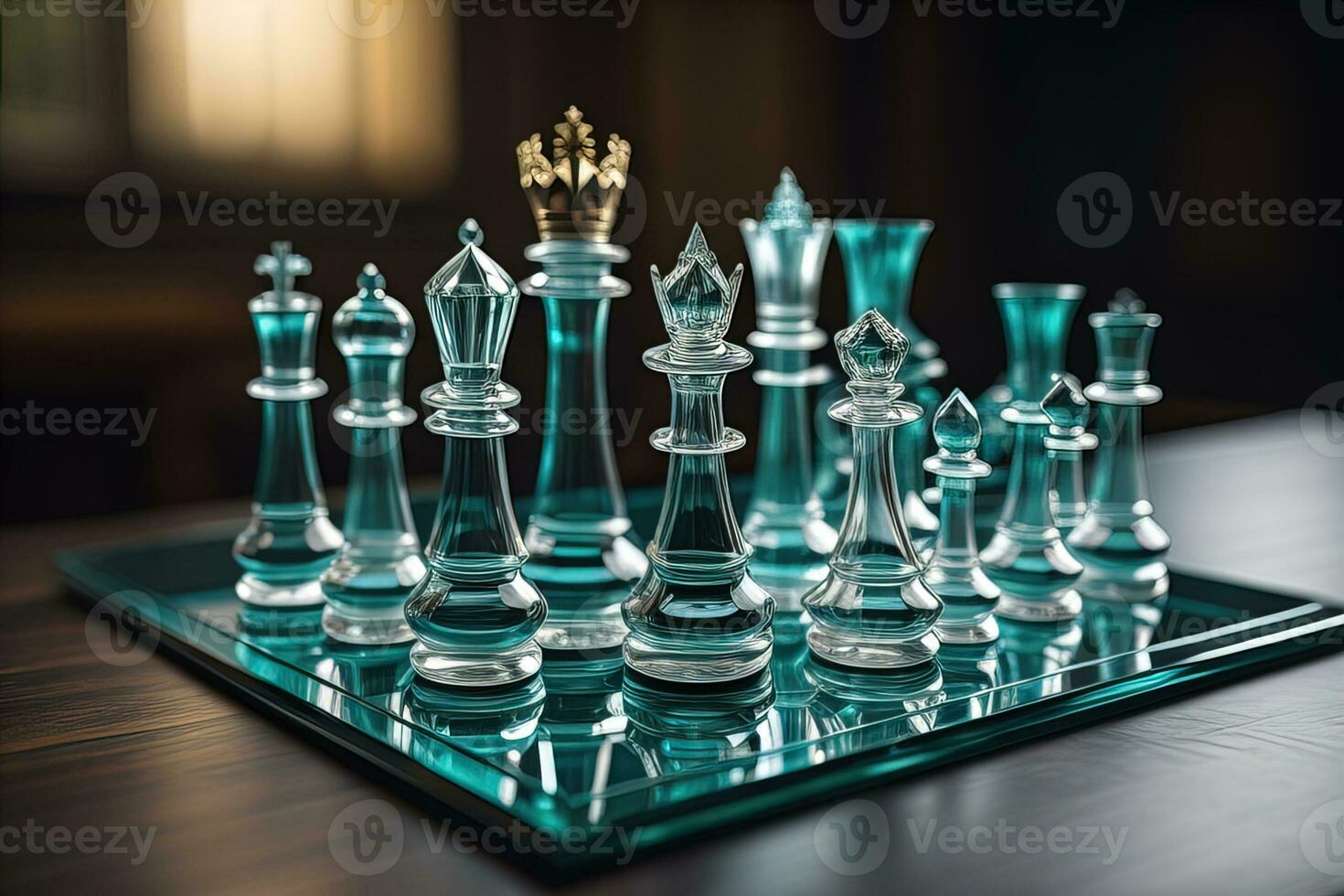 glass chess pieces on a dark background, the concept of business strategy.  ai generative 27066020 Stock Photo at Vecteezy