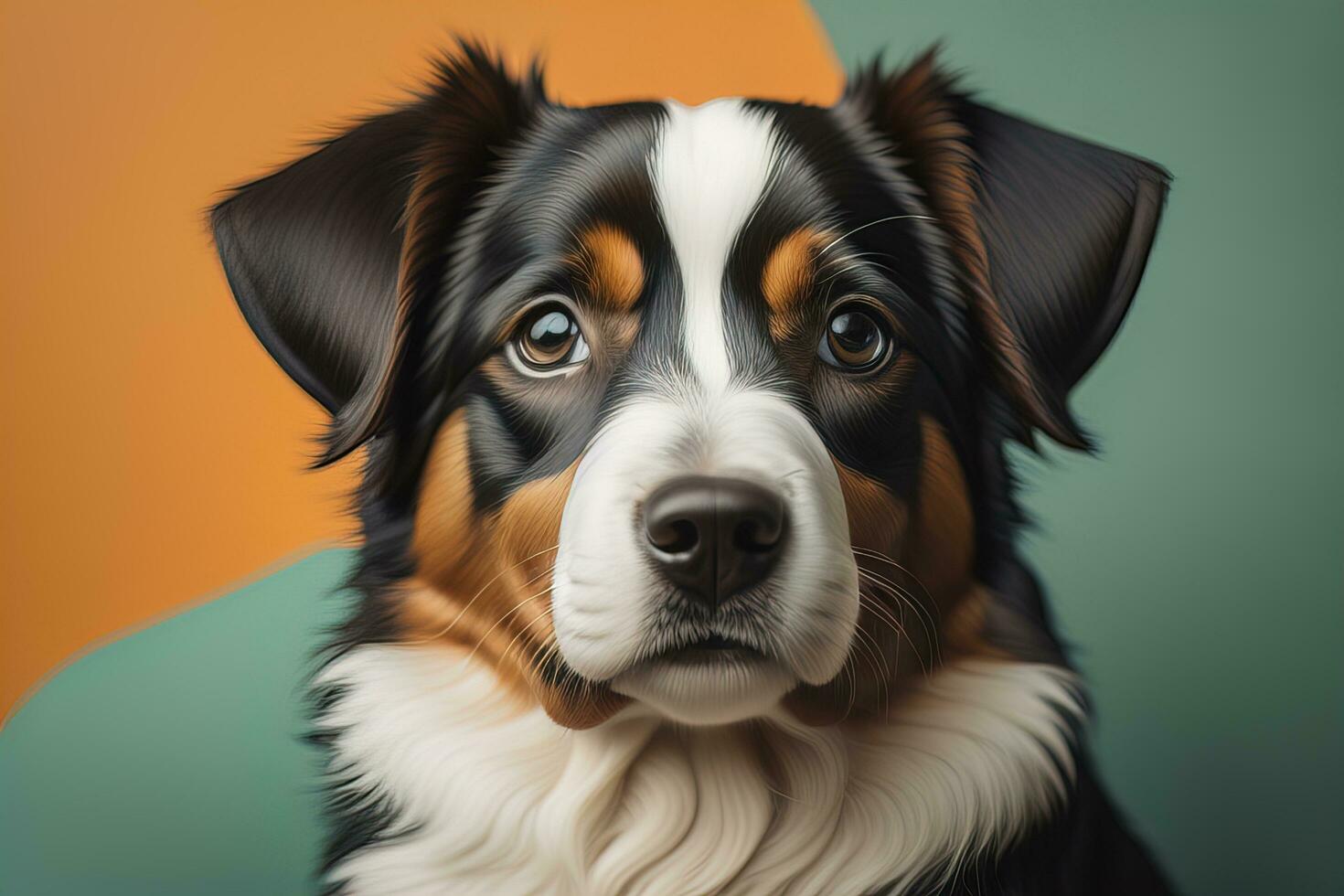 Portrait of a cute dog on a colorful background. Studio shot. ai generative photo