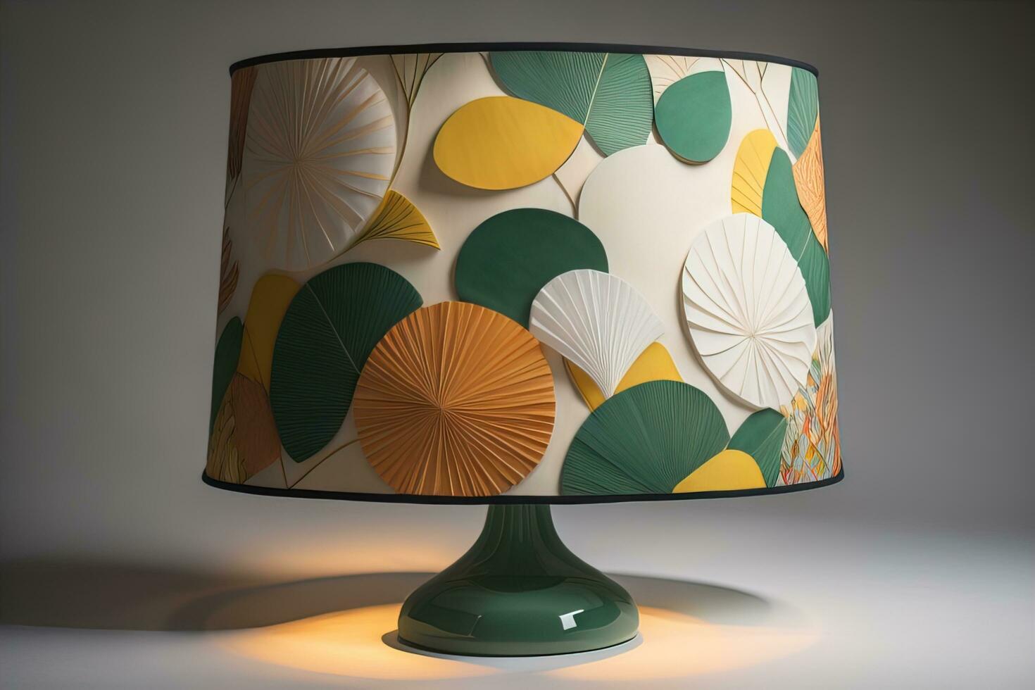 a decorative and colorful lamp on a solid color background. ai generative photo