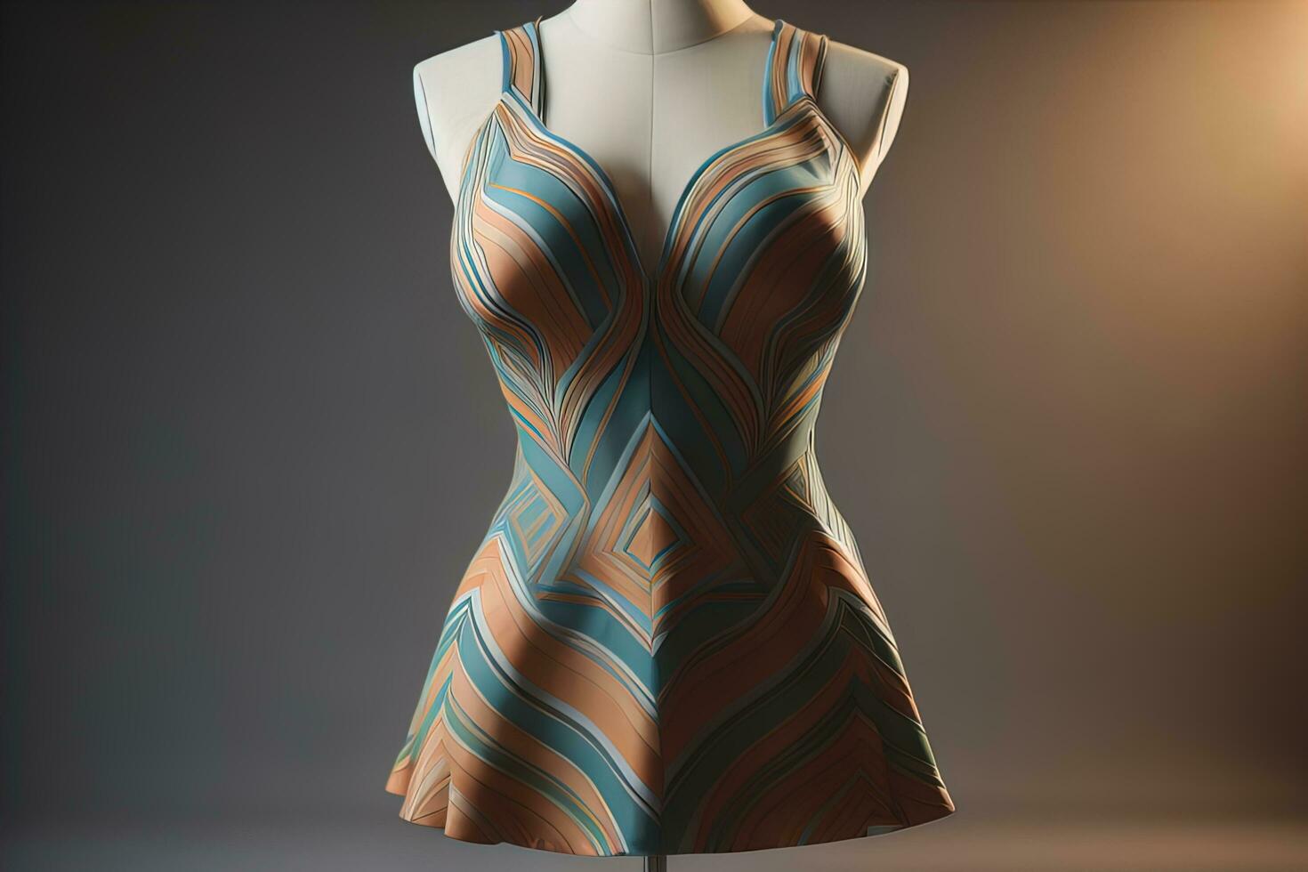 Women's dress on a mannequin in a fashion store. ai generative photo