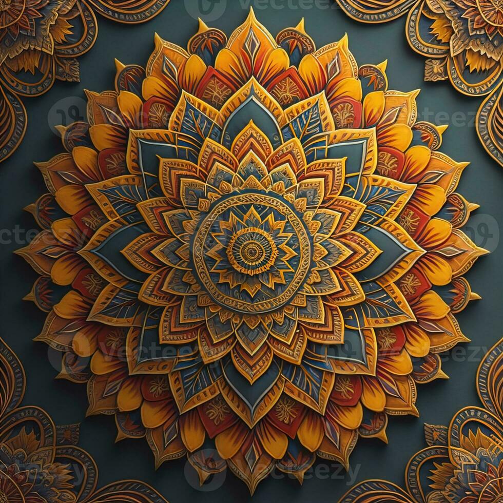 Mandala pattern. Vintage decorative elements. Hand drawn oriental background. ai generative photo