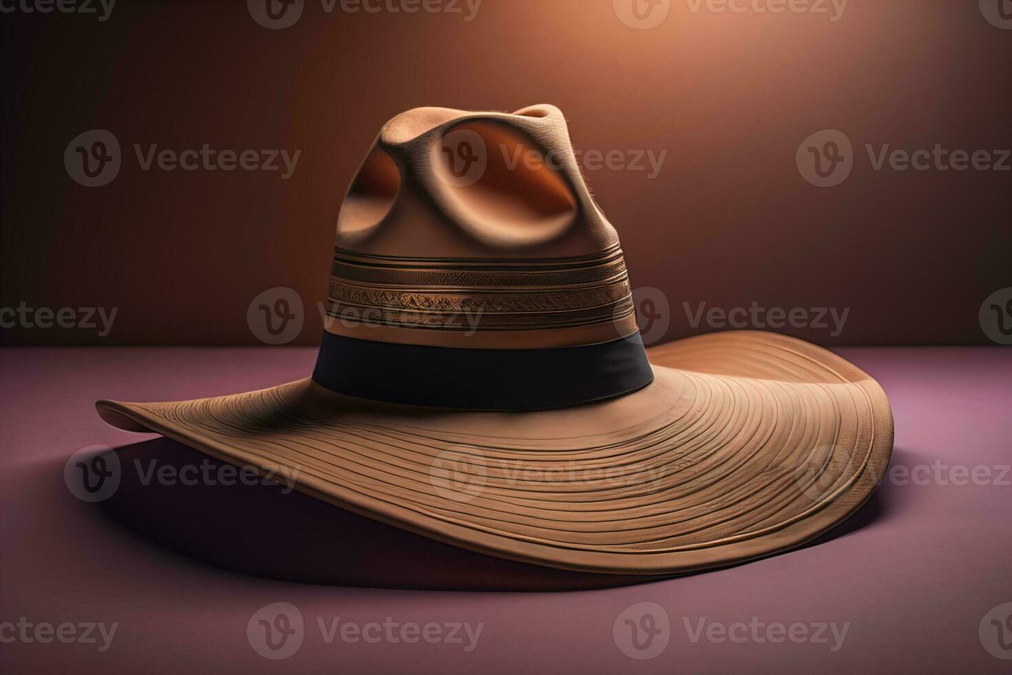 Fashionable hat on a solid color background. ai generative photo
