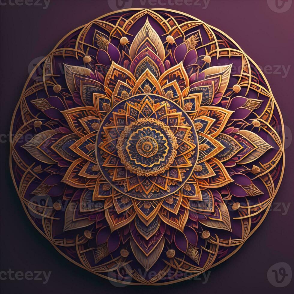 Mandala pattern. Vintage decorative elements. Hand drawn oriental background. ai generative photo