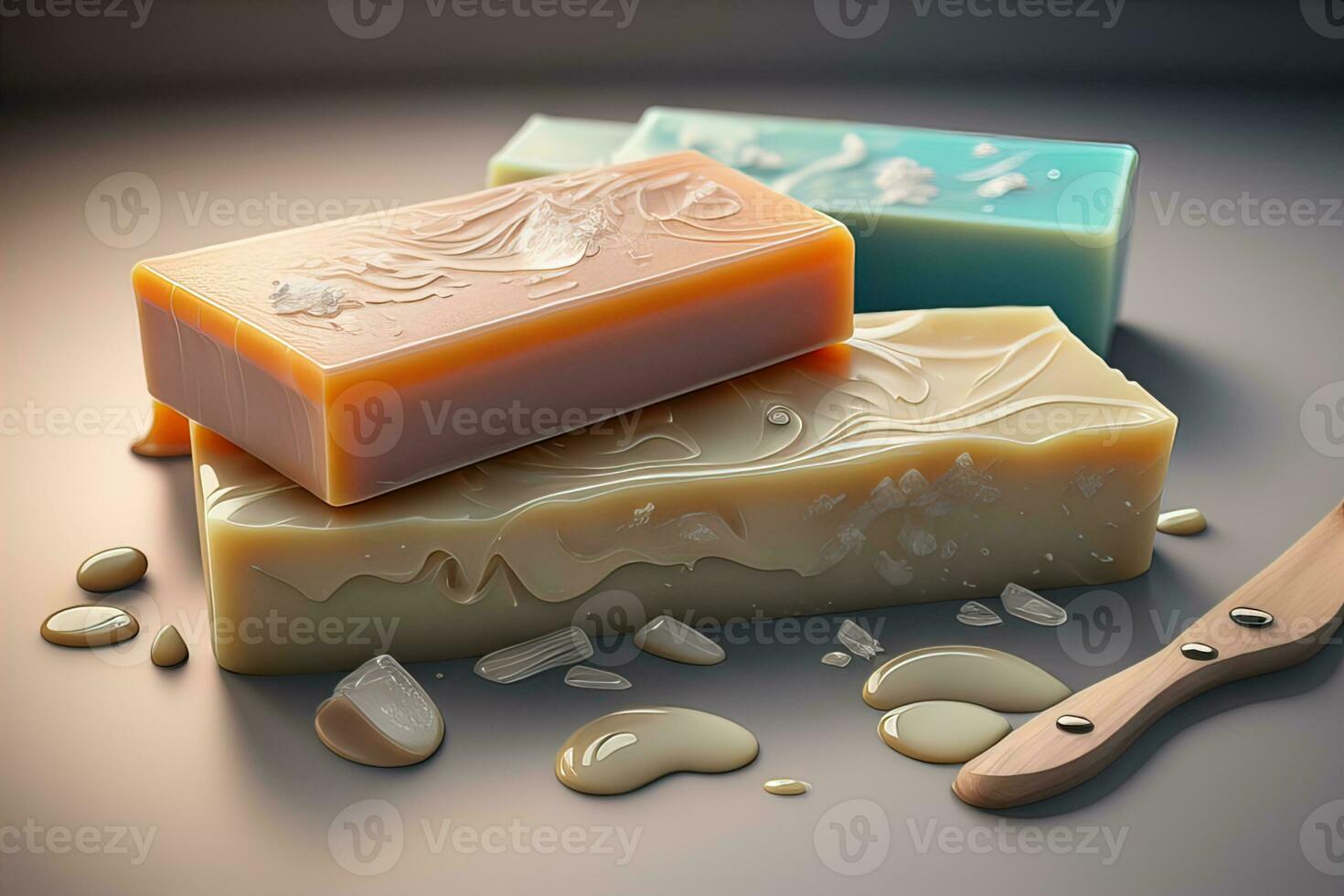 Soap bars on a colored background. ai generative photo