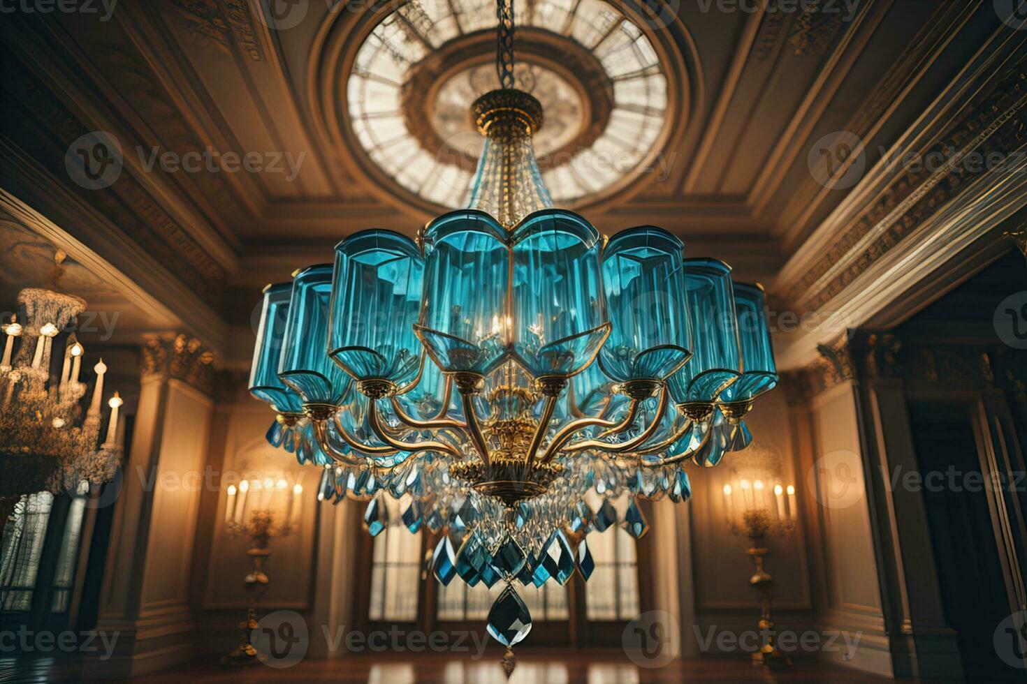 Luxury chandelier isolated on dark background. ai generative photo