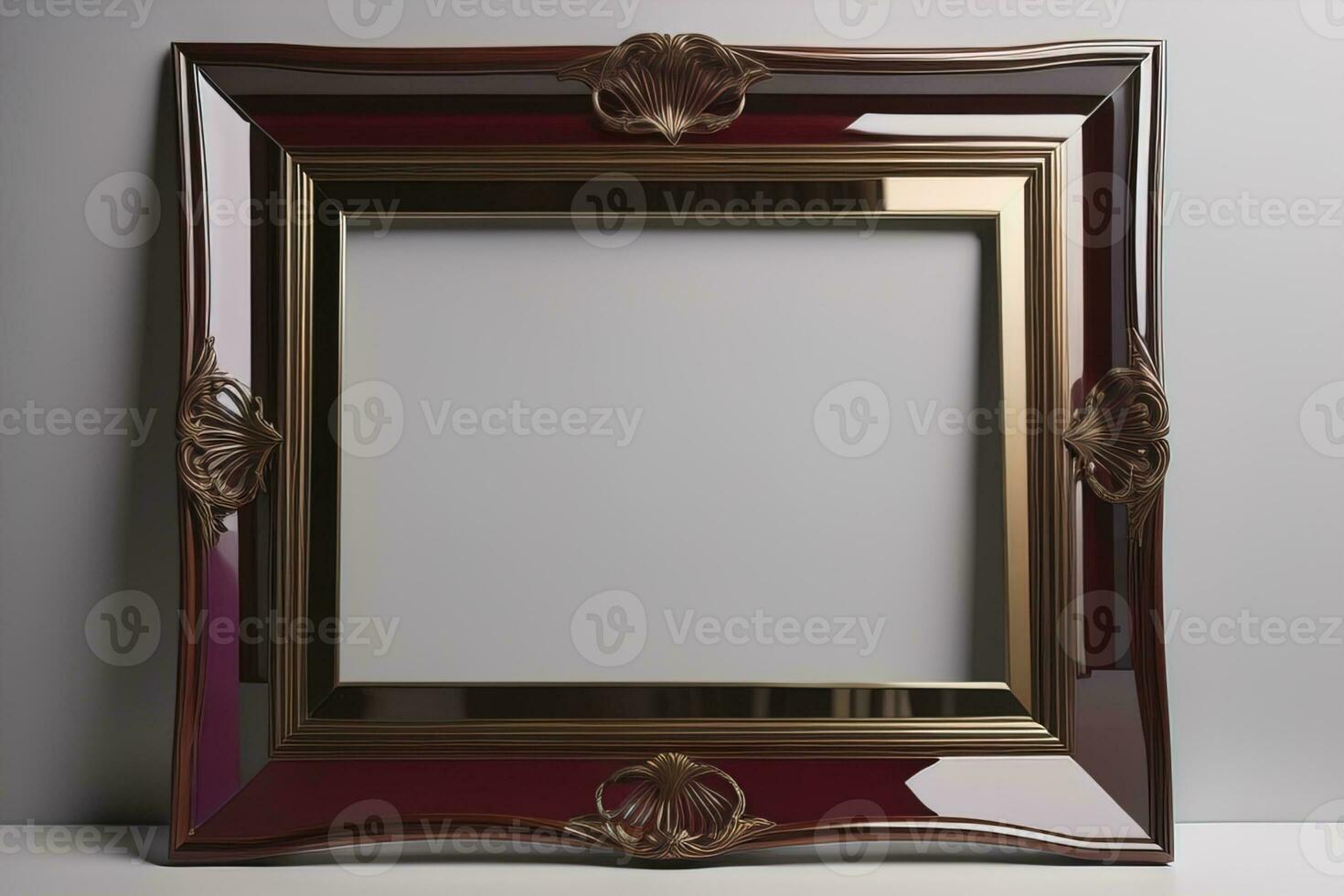 Glass picture frame on a solid color background. ai generative photo
