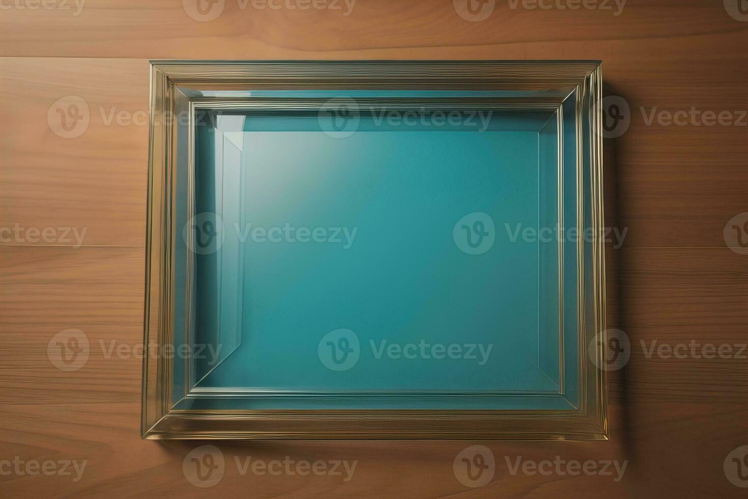 Glass picture frame on a solid color background. ai generative photo