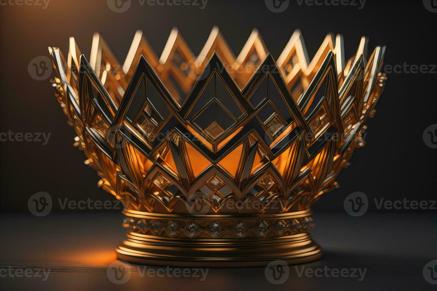 low key image of beautiful golden queen, king crown. ai generative photo