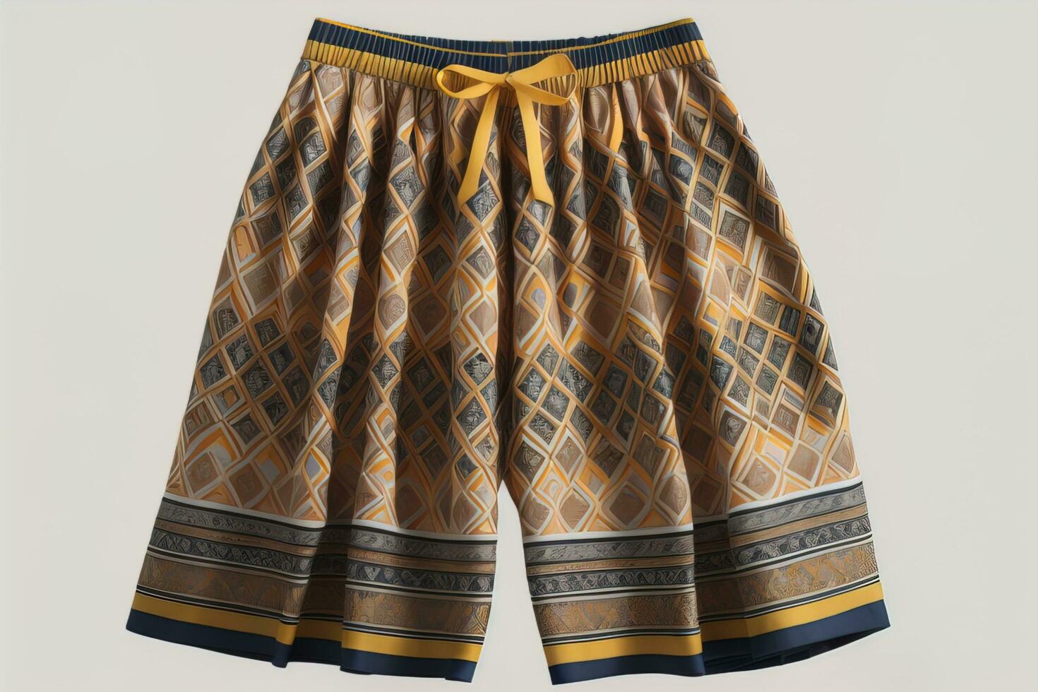 Men's shorts with a pattern on a solid color background. Studio shooting. ai generative photo