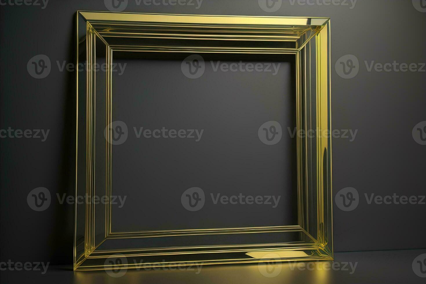 Glass picture frame on a solid color background. ai generative photo