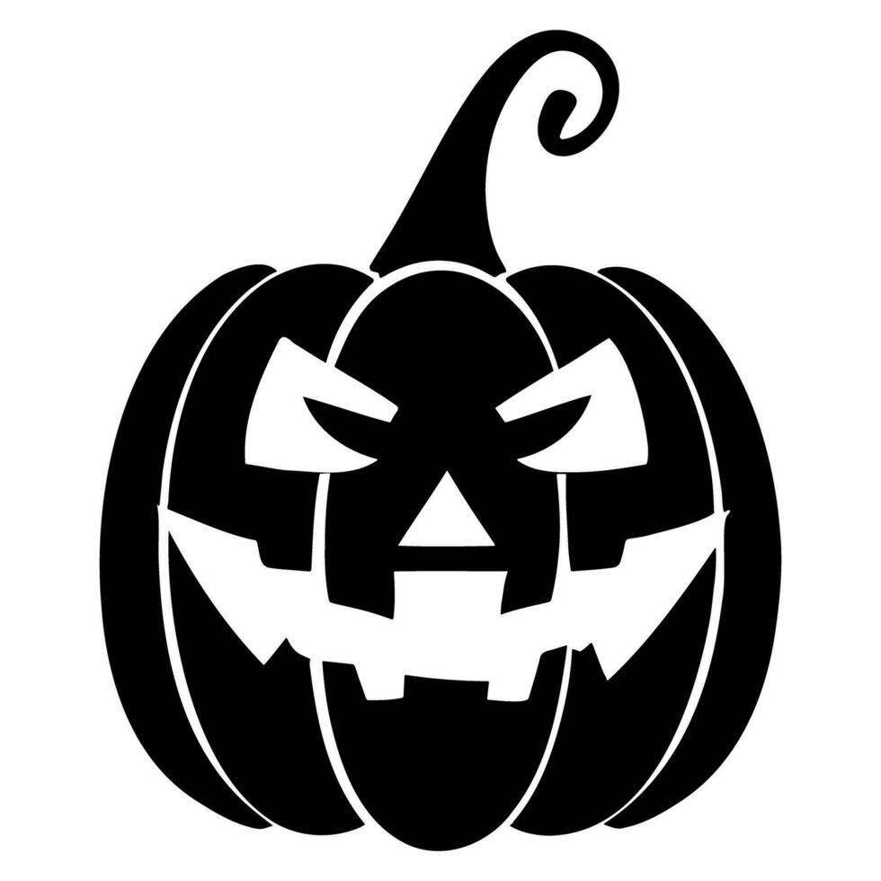 Jack O Lantern Silhouette. Halloween pumpkin. Vector illustration