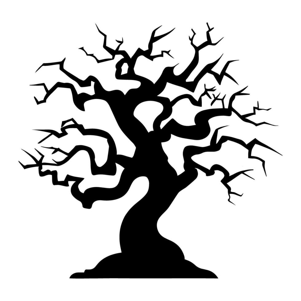 Halloween dead tree silhouette isolated. Cartoon vector illustration