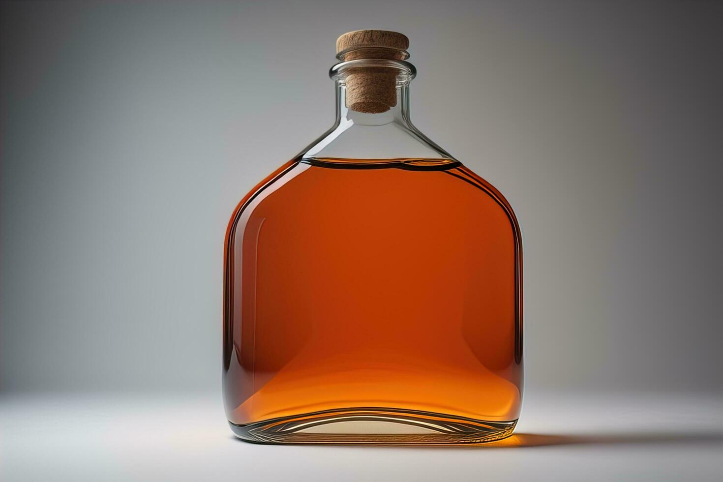 Bottle with a liquid on a solid color background. ai generative photo