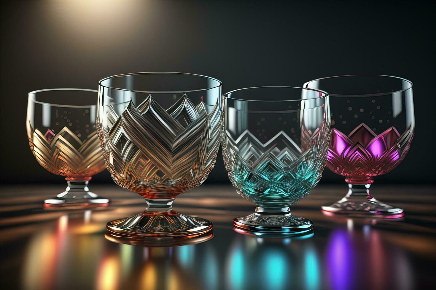 Glasses for different alcoholic beverages. ai generative photo