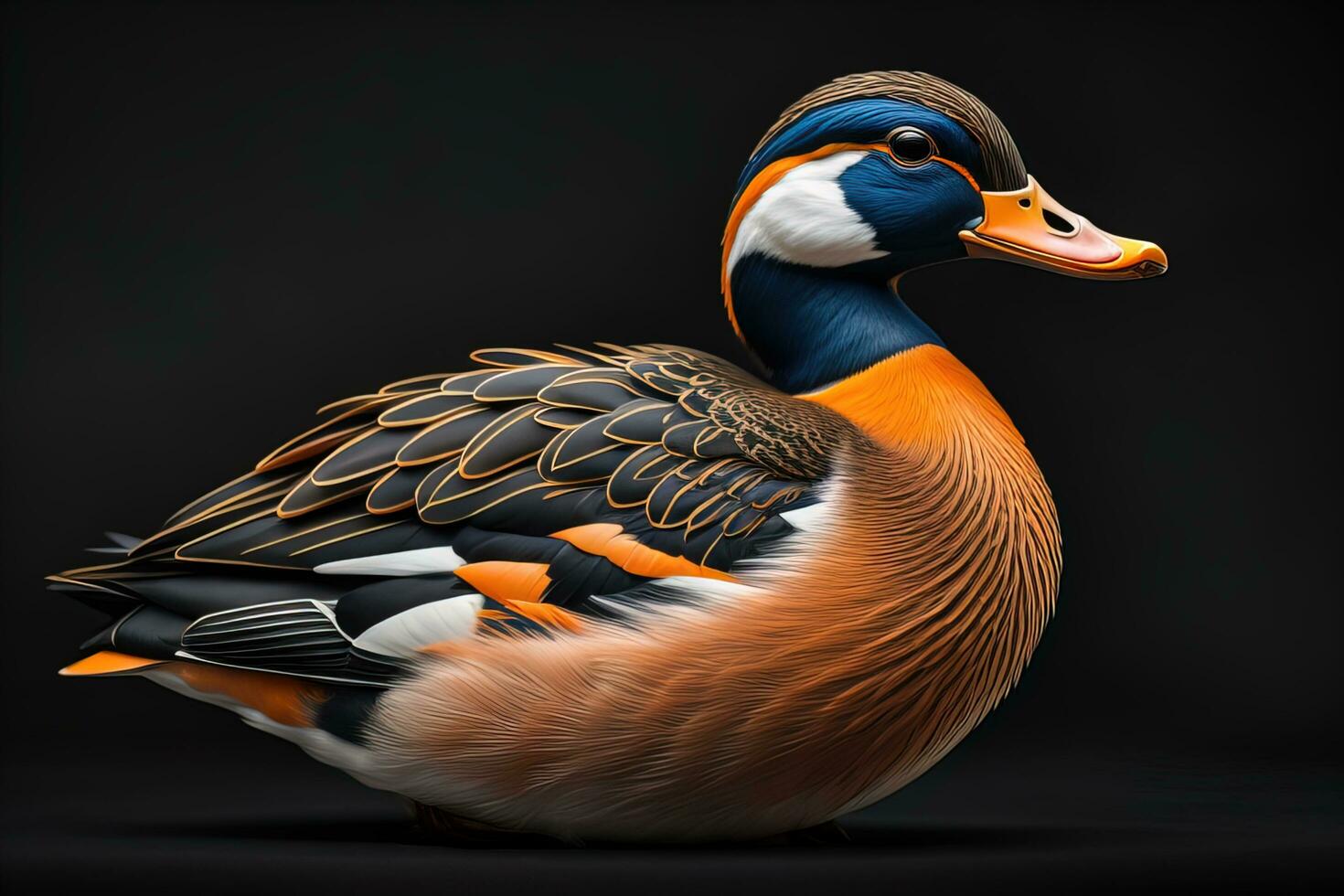 Beautiful duck on a solid color background. ai generative photo