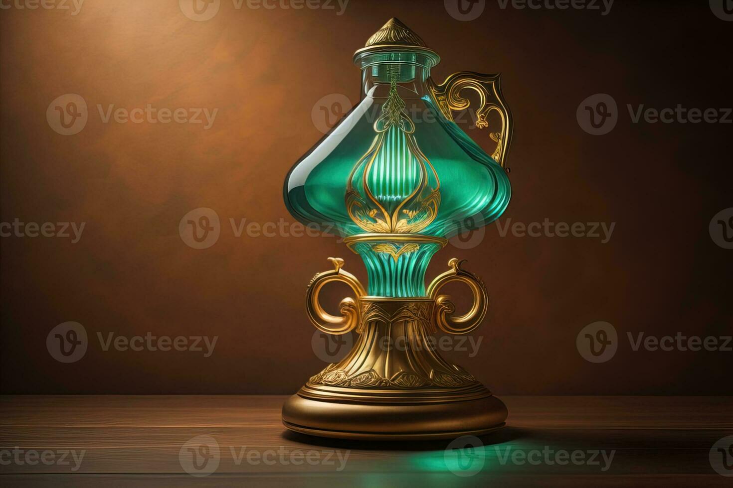 a vintage oriental vase on a solid color background. ai generative photo