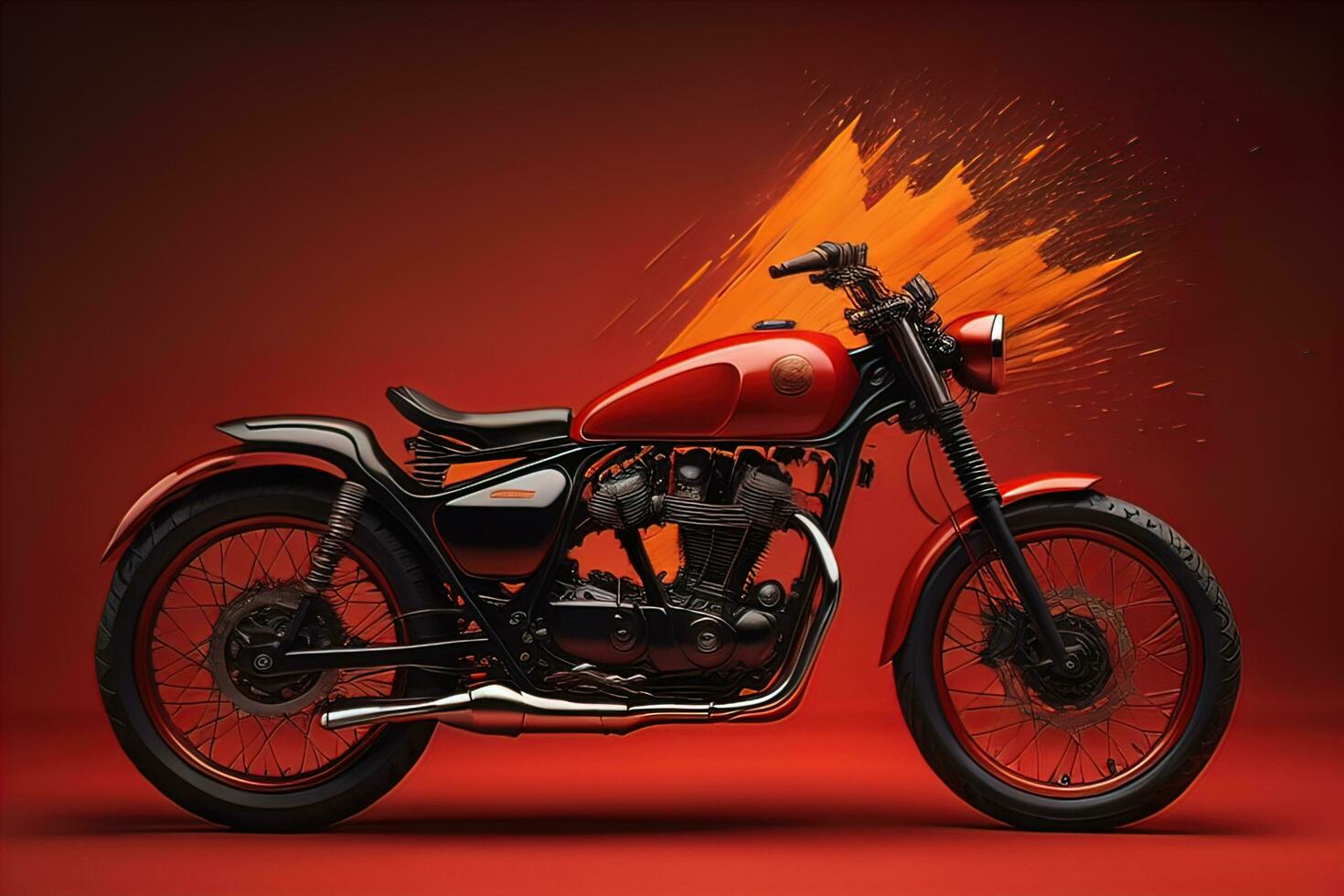 Modern powerful sports motorcycle on a colorful background. ai generative photo