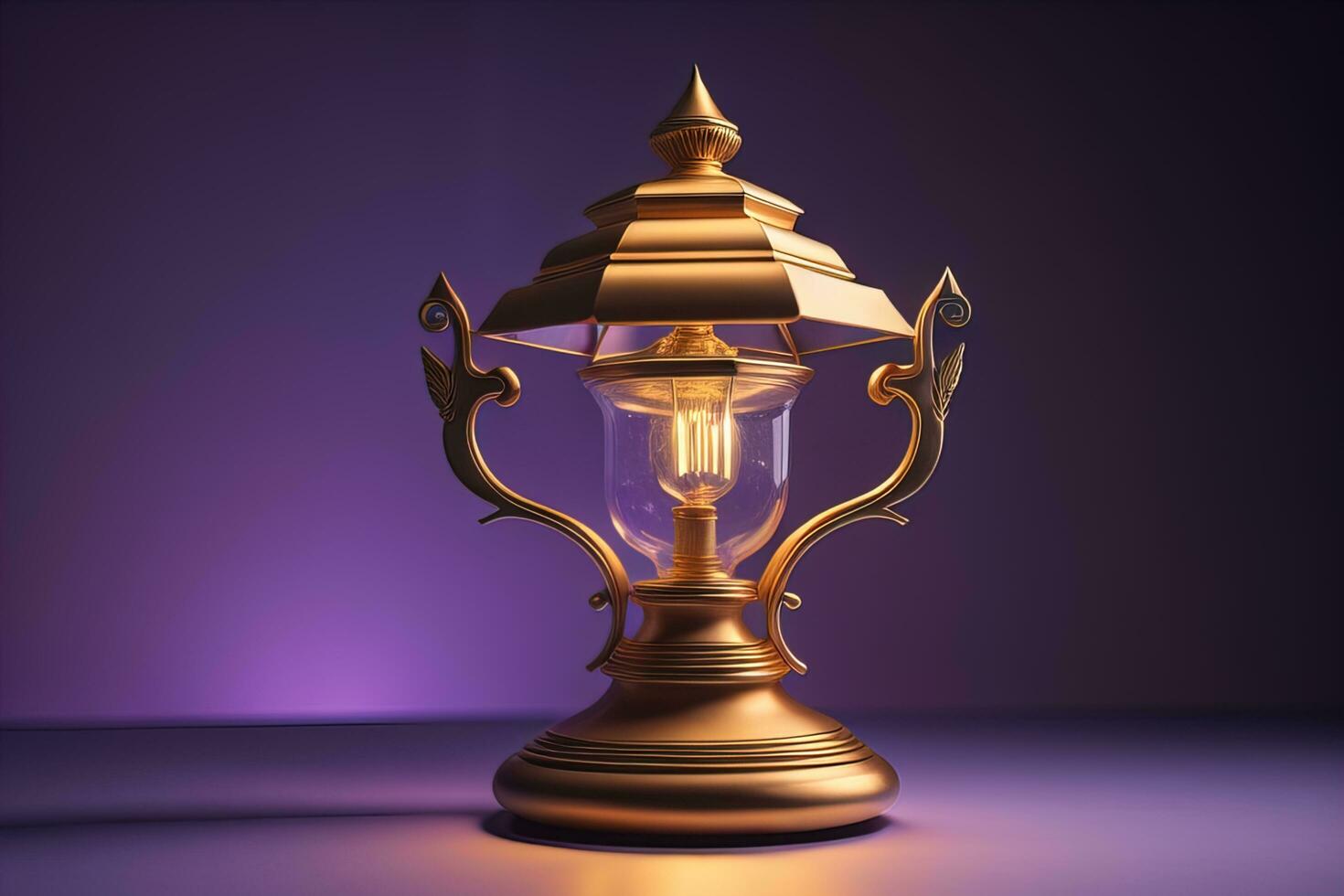 Lantern on a wooden table and a dark background. ai generative photo