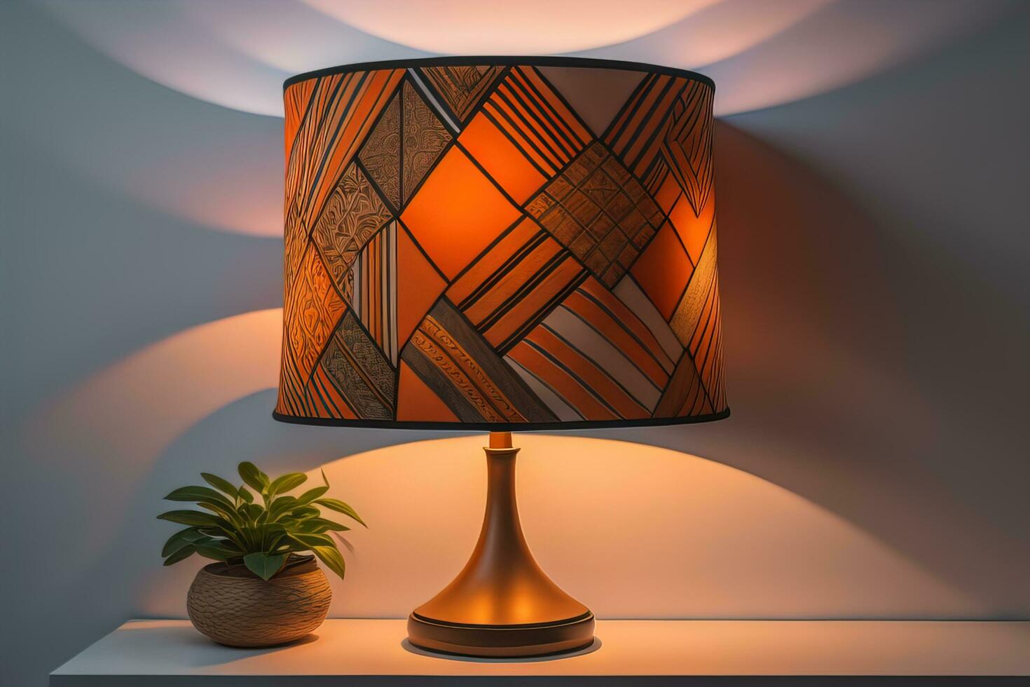 decorative table lamp on solid color background. ai generative photo