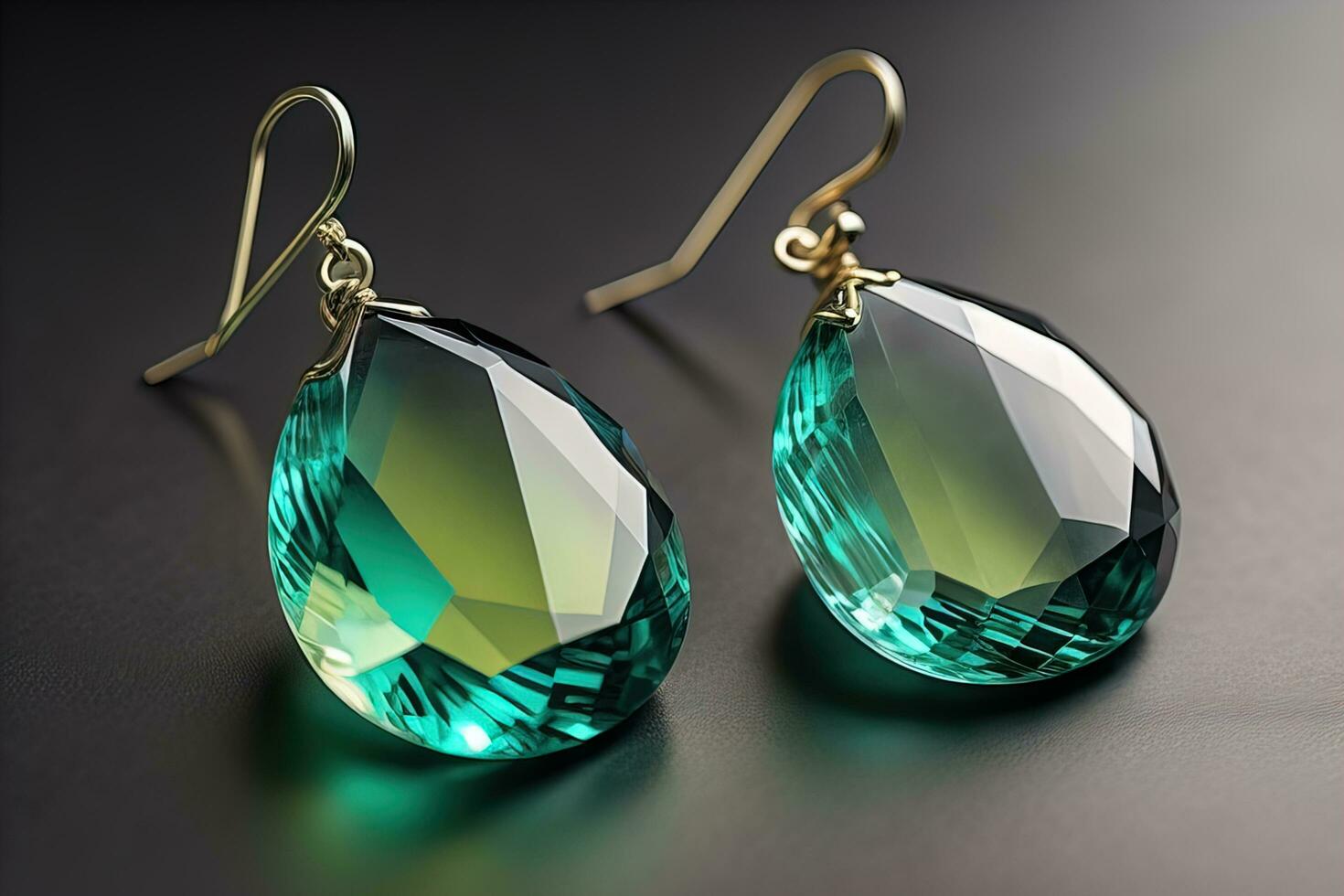 Glass earrings on a dark background close-up. ai generative photo