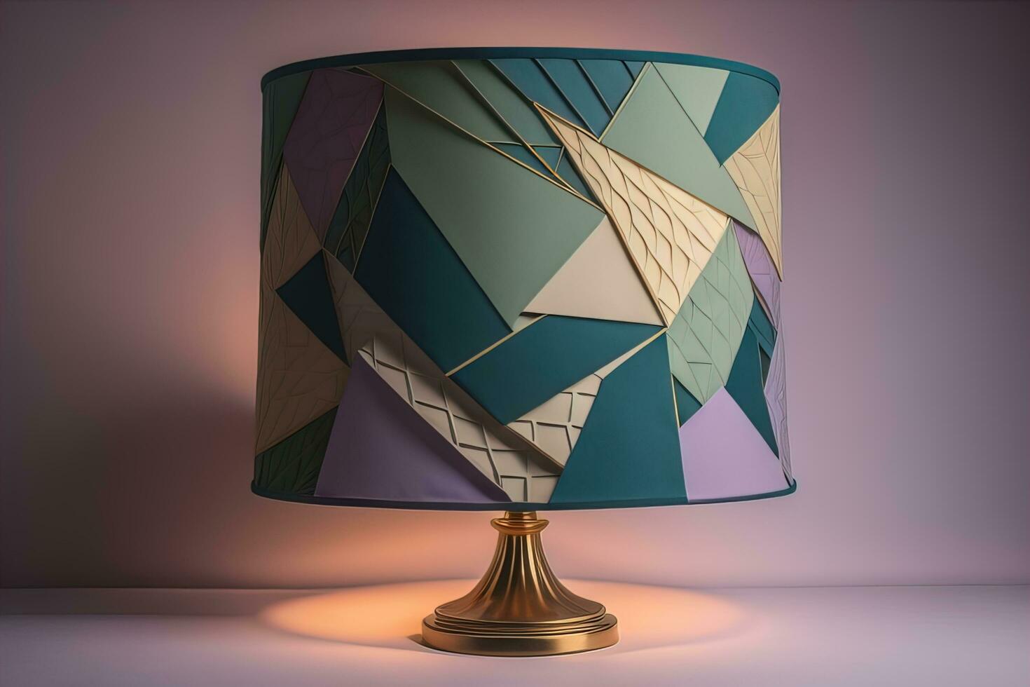 decorative table lamp on solid color background. ai generative photo