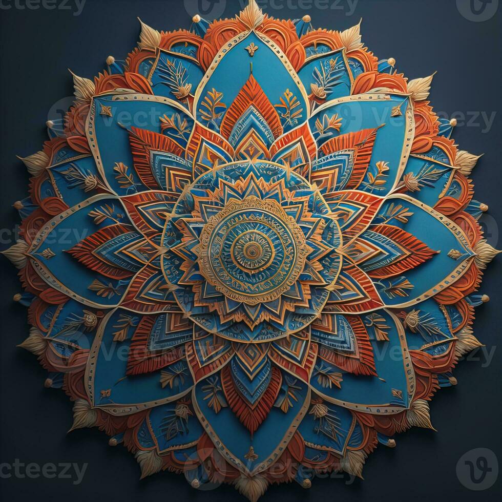Mandala pattern. Vintage decorative elements. Hand drawn oriental background. ai generative photo