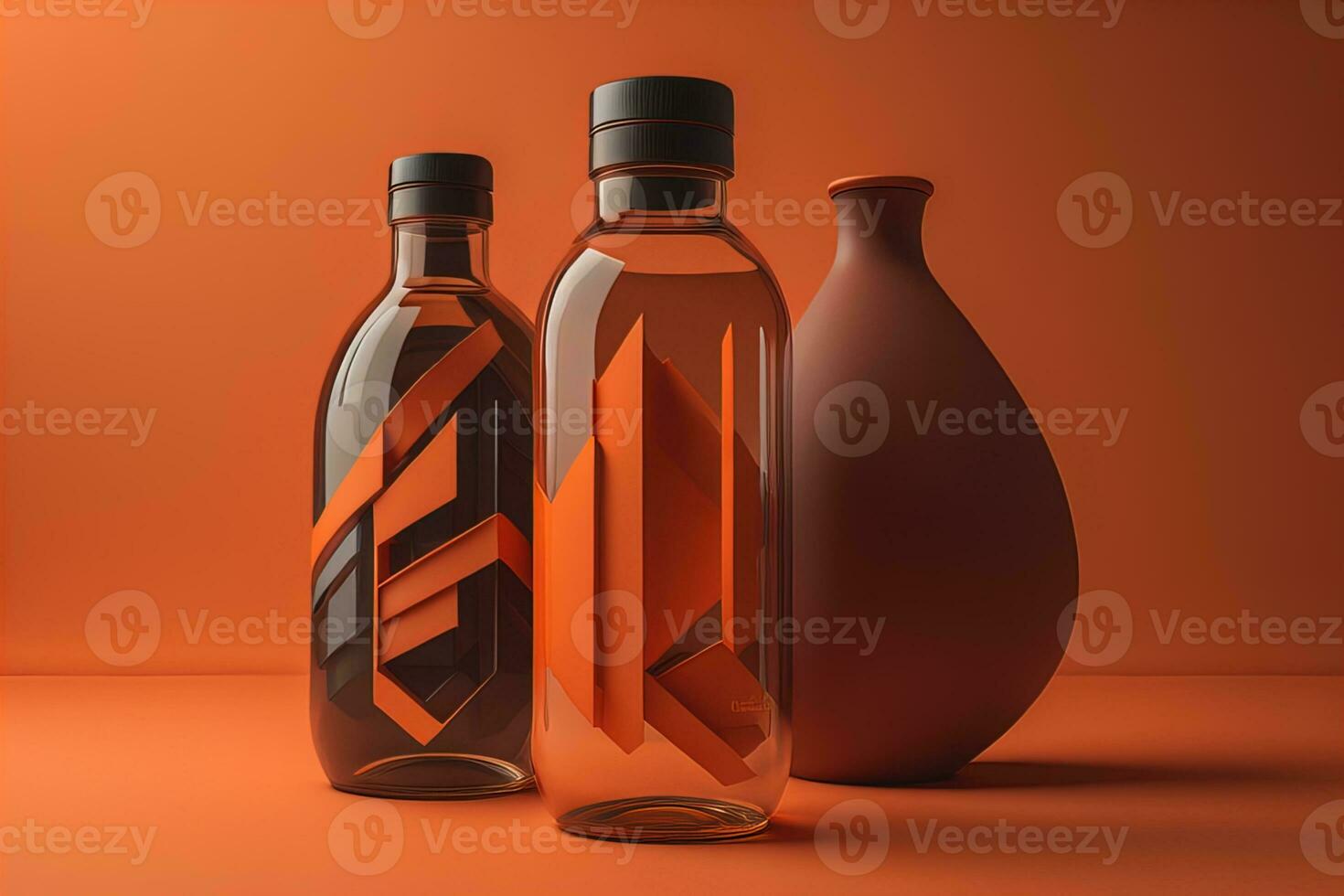 Bottle of water on solid color background. ai generative photo