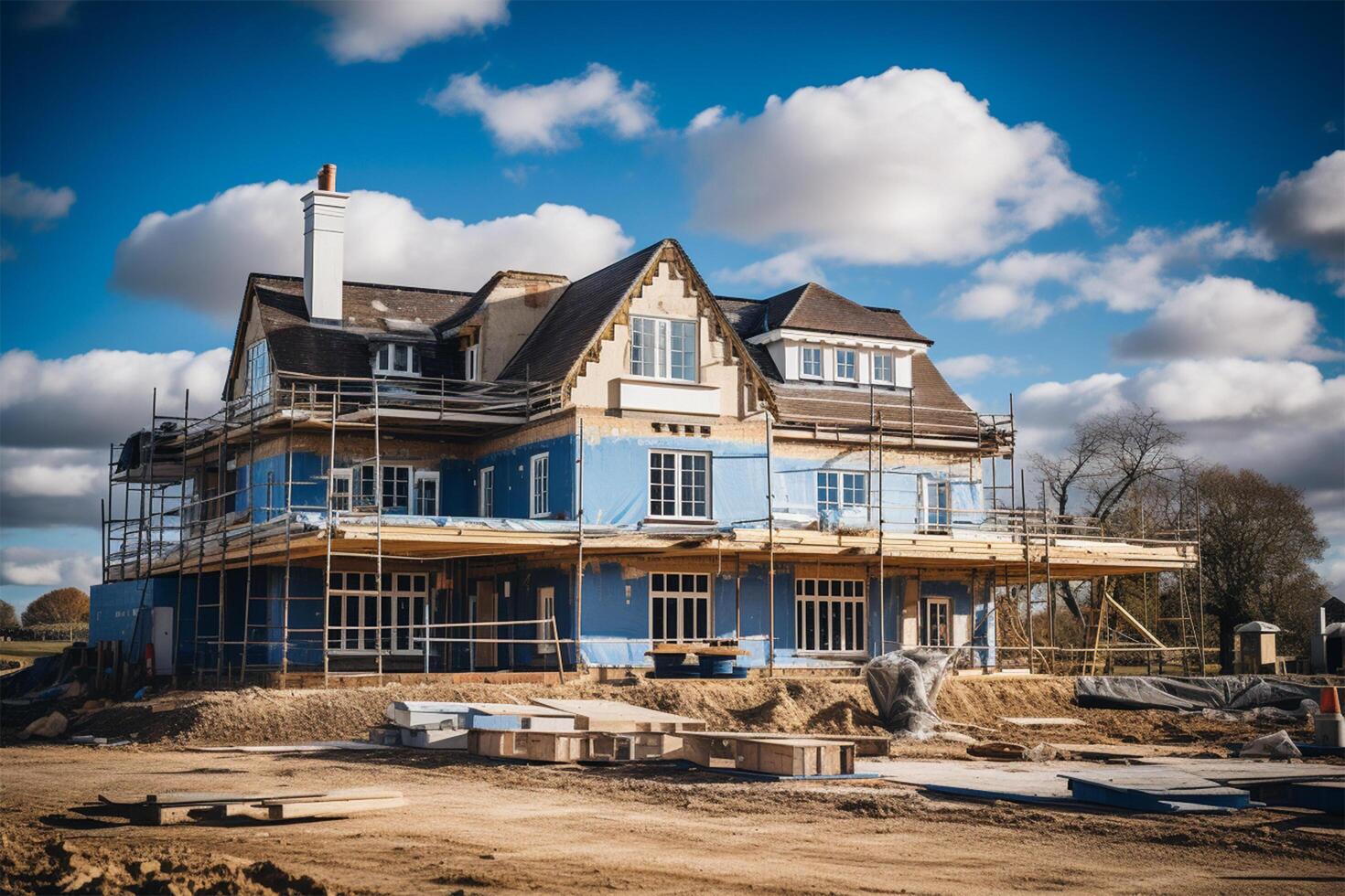 Country house being built photo