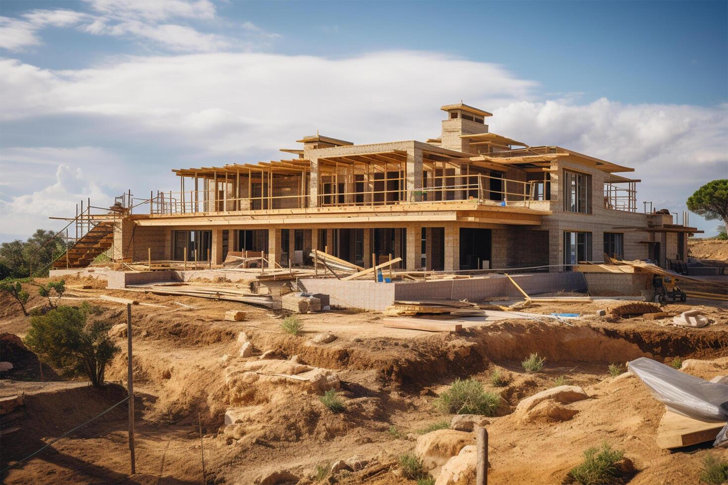 Country house being built photo