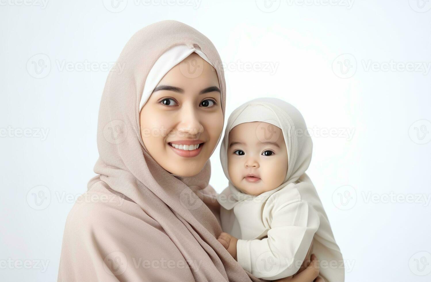 asiático familia por madre musulmán de la madre día amor familia ai generado foto