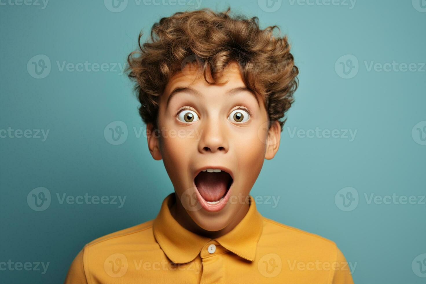Teenager child boy with shocked facial expression AI Generated 27679376