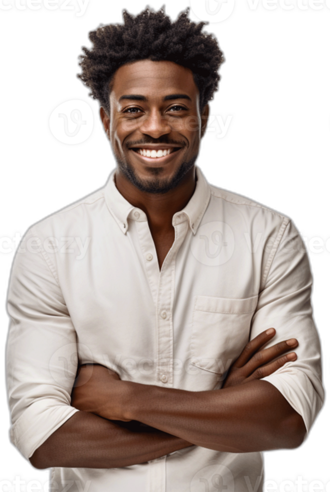 young african american man with crossed arms looking at camera  AI Generated png