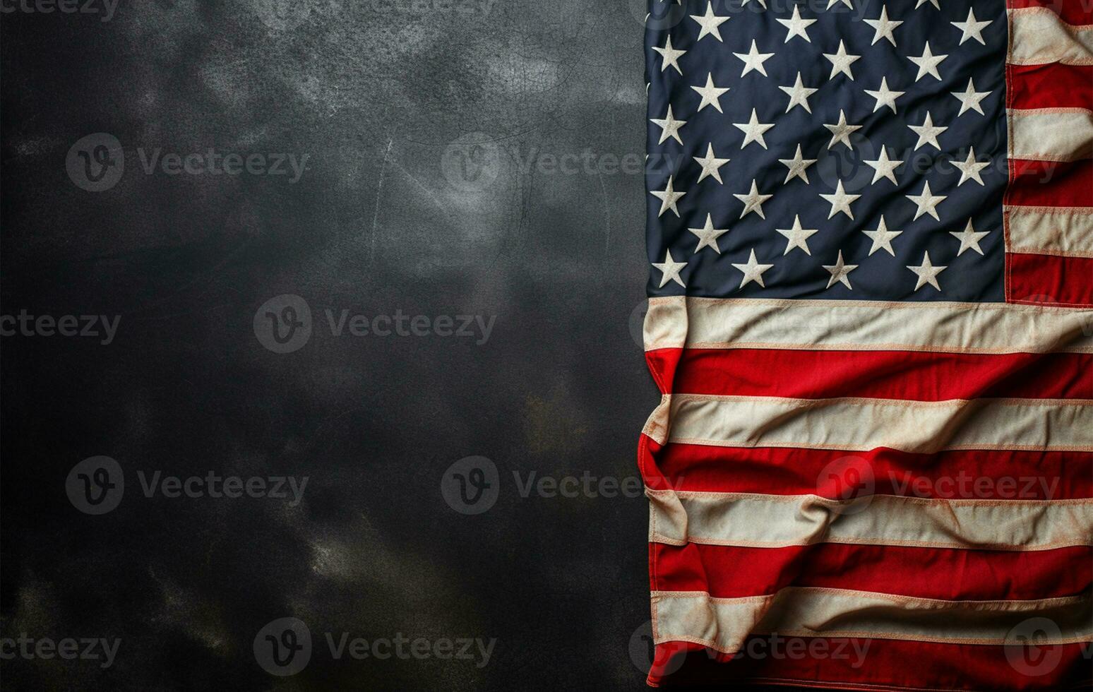 American flag on wooden table against dark grey background AI Generated photo
