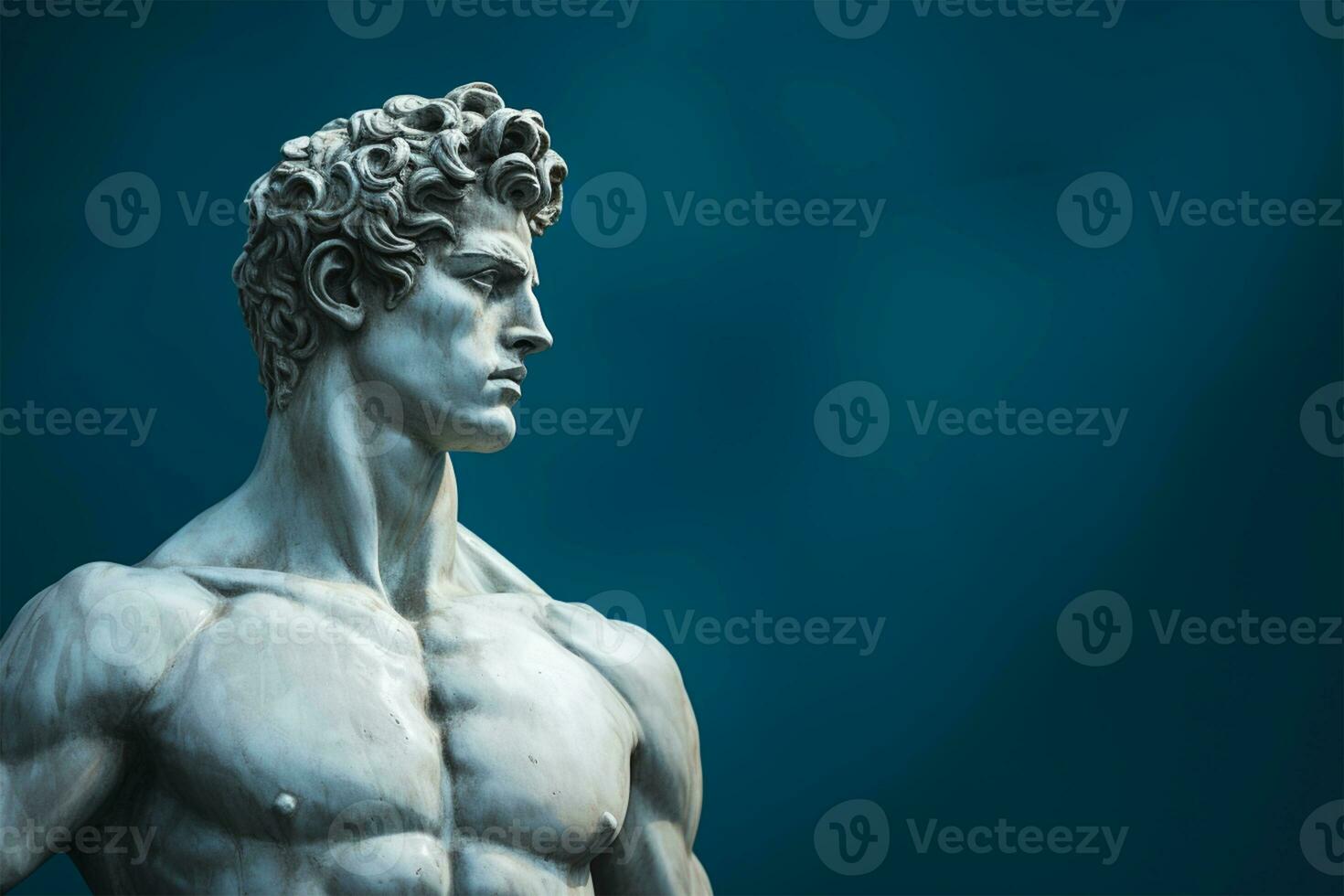 Statue of David on a blue background AI Generated photo