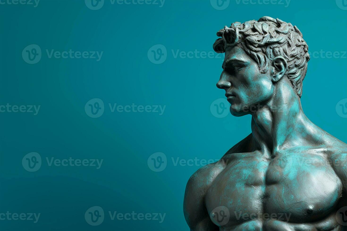 Statue of David on a blue background AI Generated photo