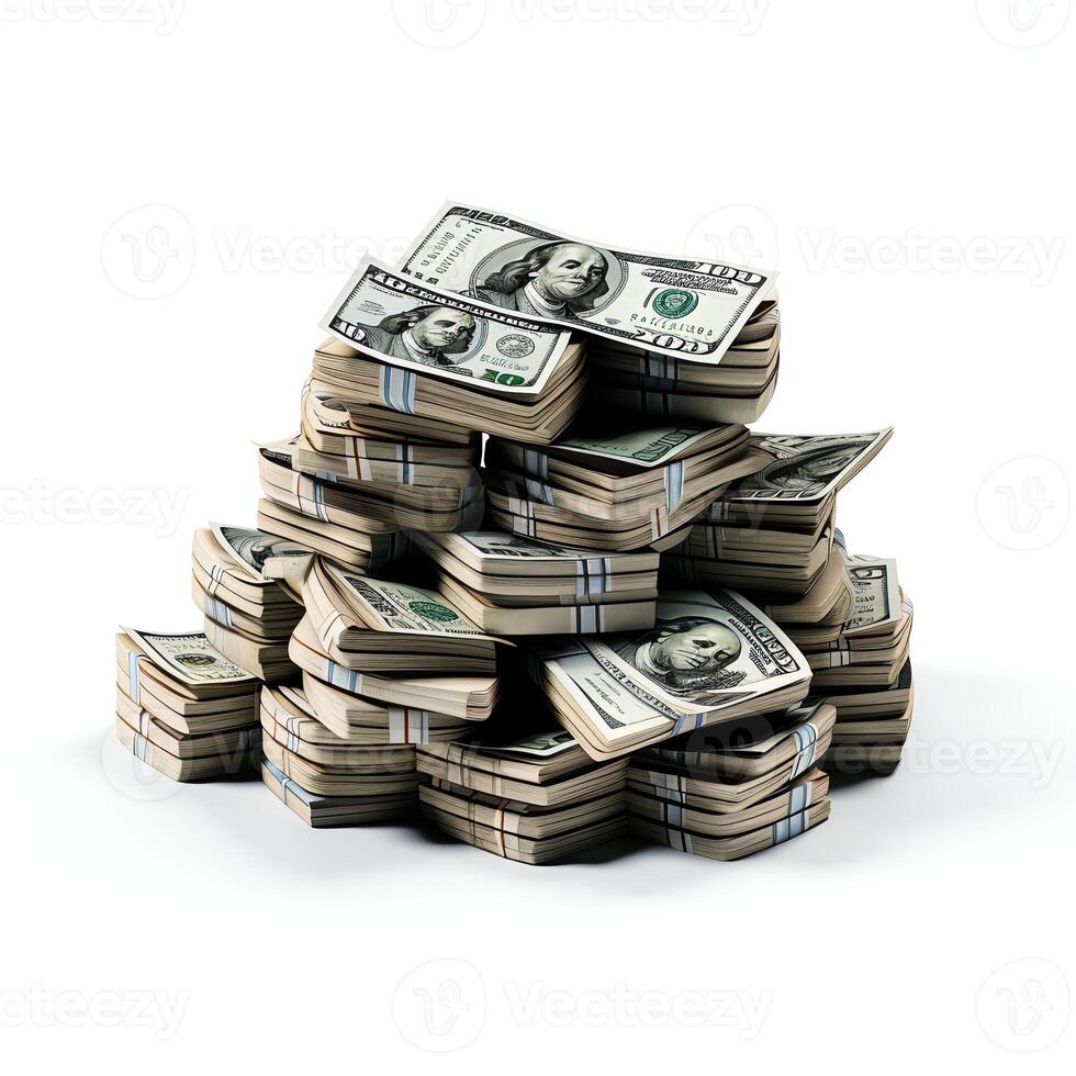 pile of money photo realistic isolated white background