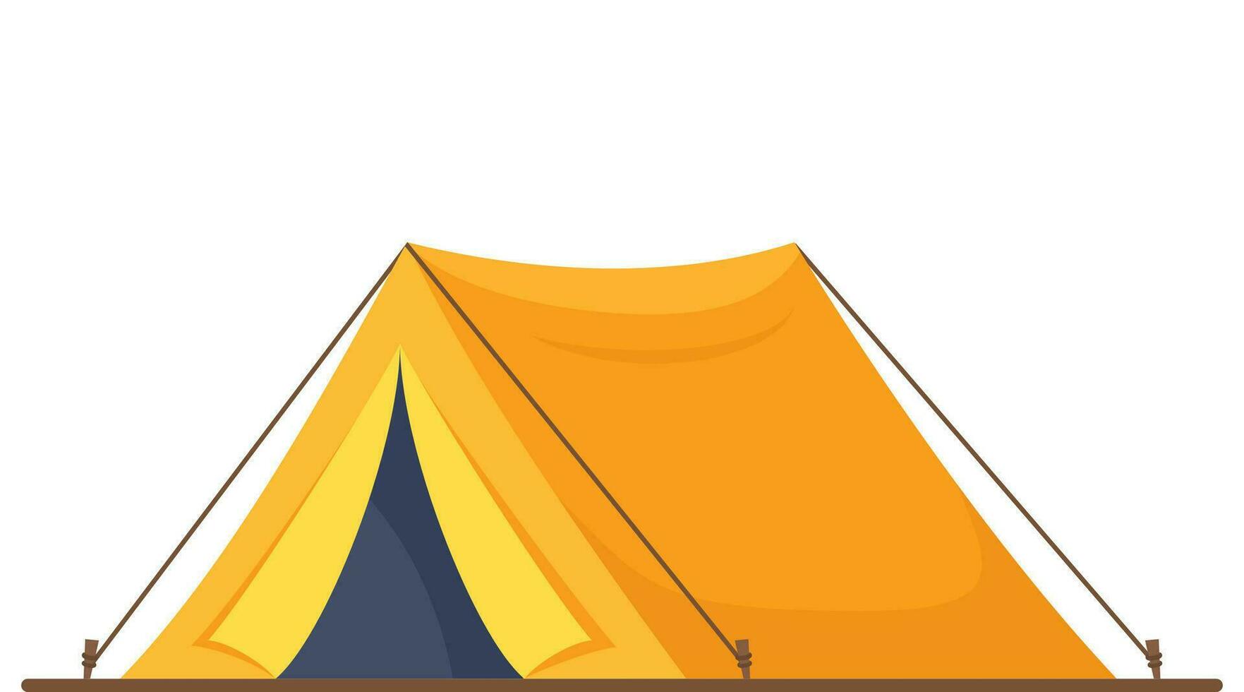 Yellow travel tent for summer camp adventure. Outdoor equipment for sport and tourist activities. Vector illustration.