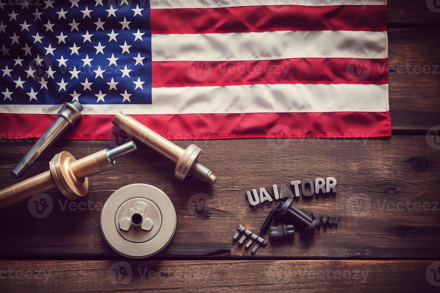 Labor Day National Holiday Mechanics and the American flag background photo